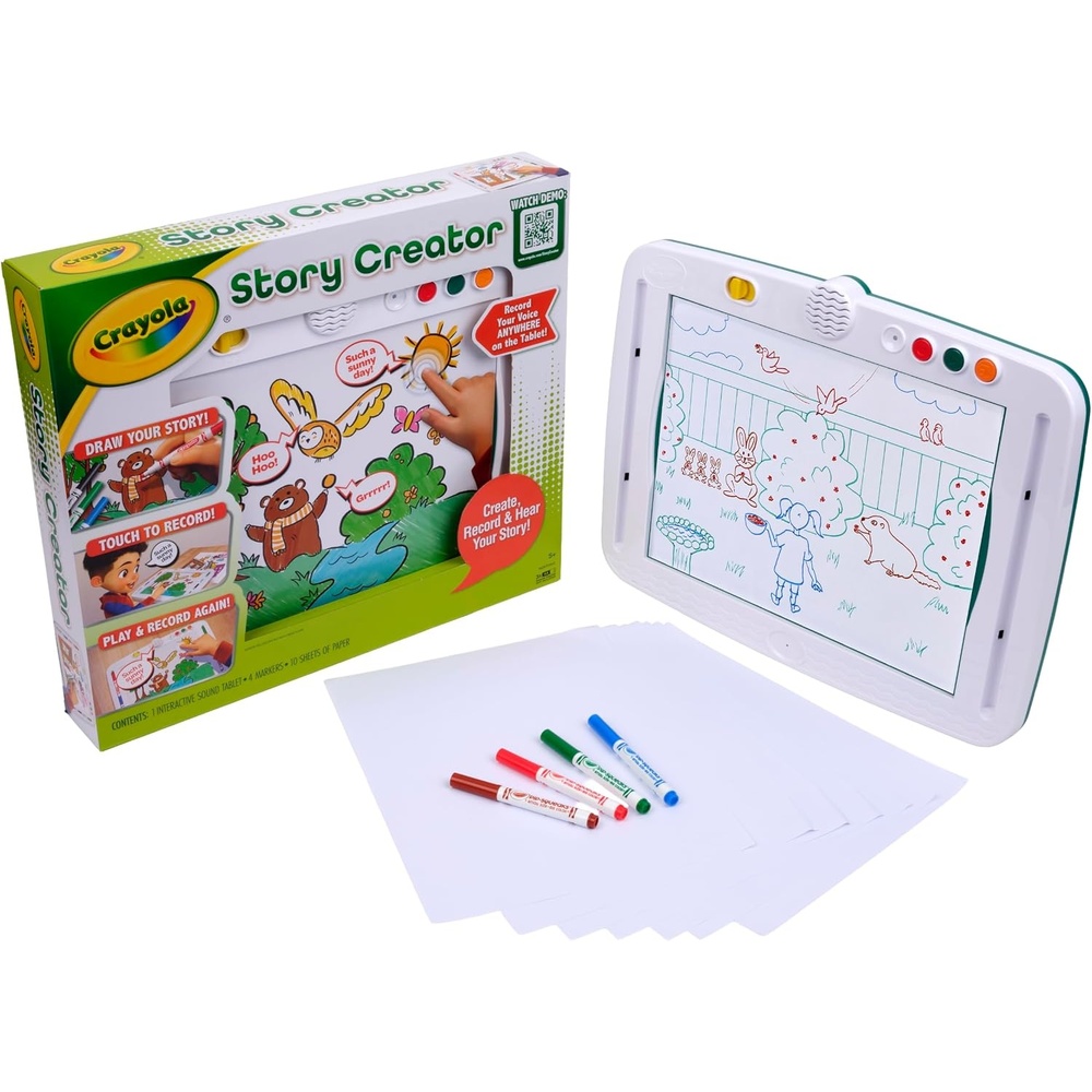 image:imageCrayola Story Creator Interactive Sound Tablet for Kids with Markers amp Paper Record and Play Back Stories Audio Drawing Toy Gift for Kids Classroom Activity Ages 5