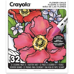 Crayola Stay Hydrated Adult Coloring Book, 32 Pgs, Premium Paper, Stress Relief and Relaxation Activities, Gift for Women and Men(Flower Child)