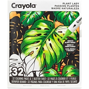 Crayola Stay Hydrated Adult Coloring Book, 32 Pgs, Premium Paper, Stress Relief and Relaxation Activities, Gift for Women and Men(Plant Lady)