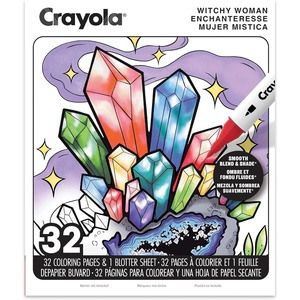 Crayola Stay Hydrated Adult Coloring Book, 32 Pgs, Premium Paper, Stress Relief and Relaxation Activities, Gift for Women and Men(Witchy Woman)