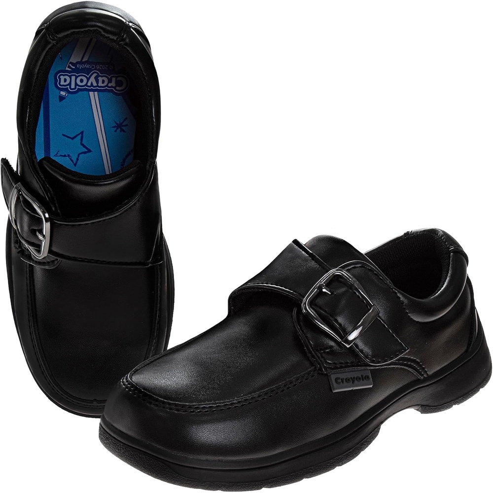 image:imageCrayola Boys Black School Uniform Dress Shoes LaceUp amp Strap Styles Classic Formal Shoes Toddler 710 Little Kid 1113 Big Kid 14Charcoal