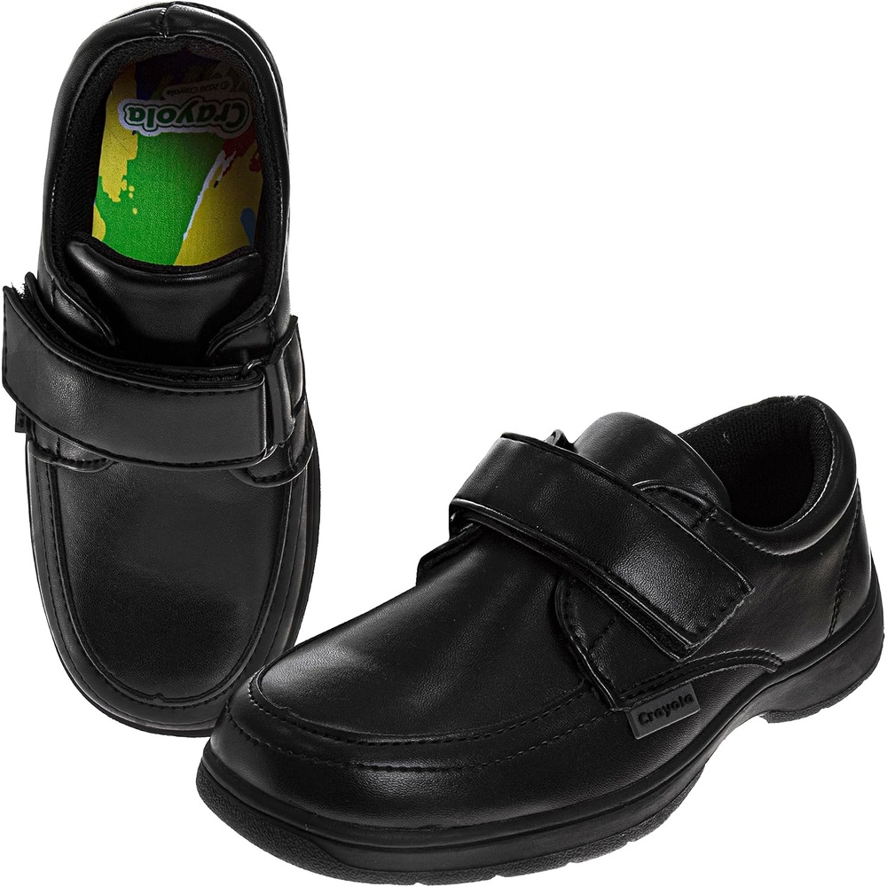 image:imageCrayola Boys Black School Uniform Dress Shoes LaceUp amp Strap Styles Classic Formal Shoes Toddler 710 Little Kid 1113 Big Kid 14Jet Black