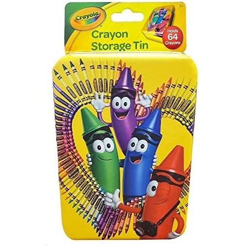 image:imageThe Tin Box Crayola Tin Crayon Storage with Hinge Empty Holds 64 Crayons 187937121 Count Pack of 1