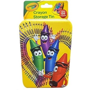 The Tin Box Crayola Tin Crayon Storage with Hinge (Empty) – Holds 64 Crayons, (187937-12)(1 Count (Pack of 1))