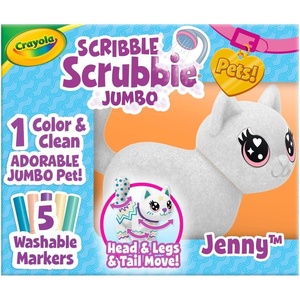 Crayola Jumbo (6 inch) Scribble Scrubbie Pets, Rory the Dino, Posable Kids Toy, Customizable Toy, Gift(Cat)