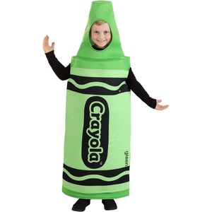 Green Crayola Crayon Kids Costume Pullover Tunic with Hood, Foam Backed