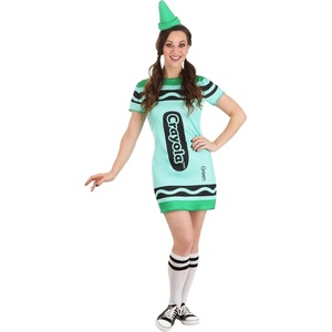 Green Crayola Crayon Women’s Costume – Dress, Hat, Headband