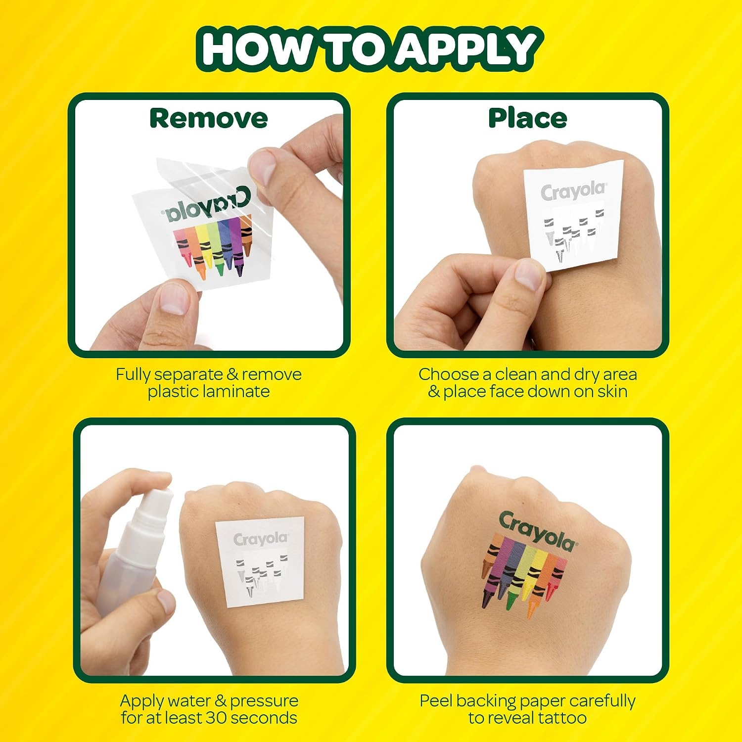 image:imageCrayola Secret Reveal Temporary Tattoo Set Variety Pack with 150 Tattoos for Kids Ages 4 Fun Surprise Designs