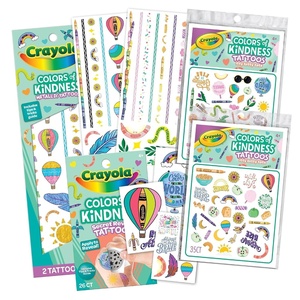 Crayola Colors of Kindness Temporary Tattoo Sheets, Variety Pack with 100+ Tattoos for Kids, Ages 4+, Positive & Uplifting Designs