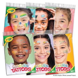 Crayola Magic Fun Face Temporary Tattoos Variety Pack, 100+ Kids’ Tattoos, Fun Character & Expression Designs, Ages 4+