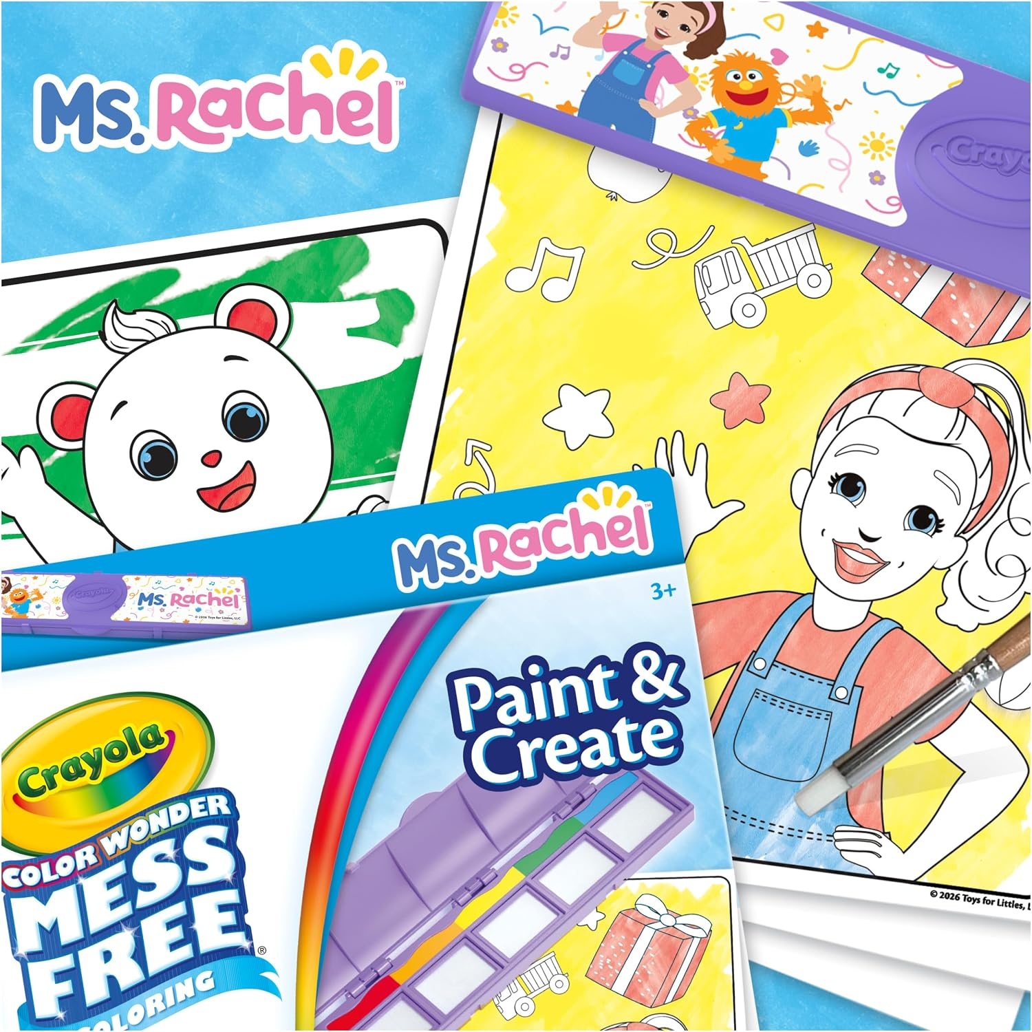 image:imageCrayola Color Wonder Paint amp Create Set Ms Rachel MessFree Painting Kit for Kids 25 Coloring Pages 5 Ink Pads amp Paint Brush Gift for Toddlers Ages 3