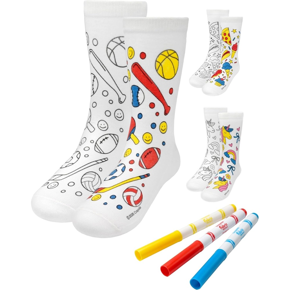 image:imageCrayola ColorIn Socks  Novelty Coloring Socks for Boys amp Girls  410YGame Day