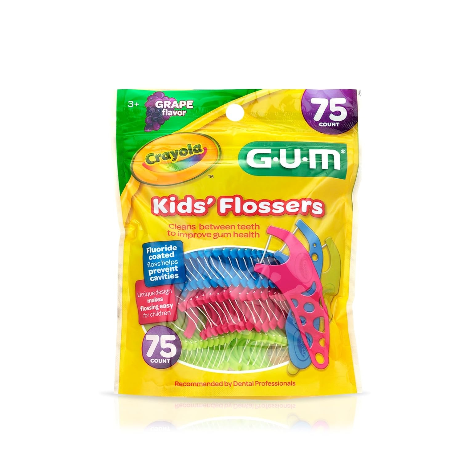 image:imageGUM Crayola Kids Floss Pick with Fluoride Grape Flavor 75 Count 6 Pack75 Count
