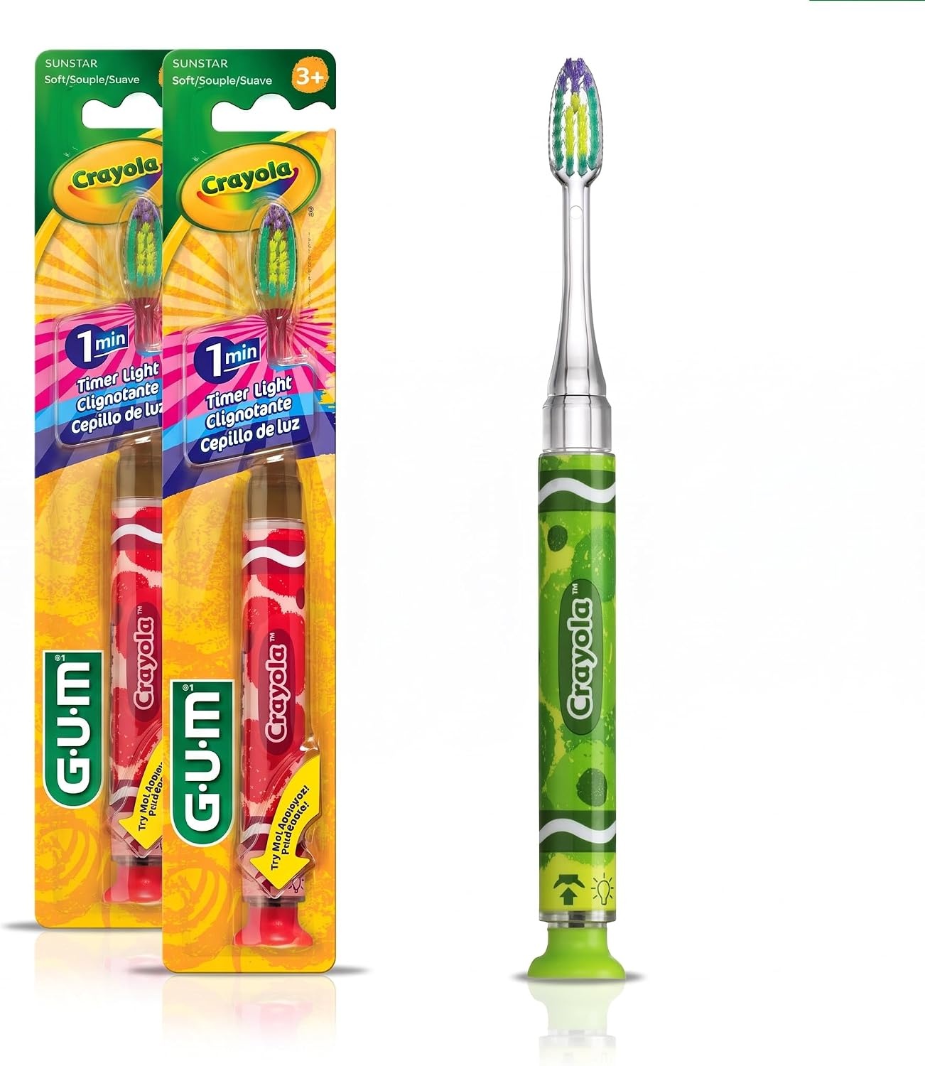 image:imageGUM Crayola Timer Light Kids Soft Toothbrush Ages 3 1 Count1 Count Pack of 1