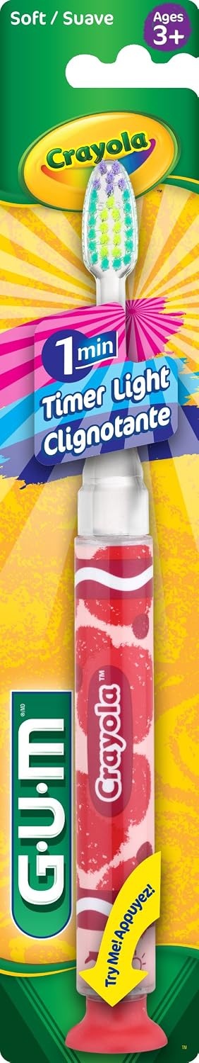 image:imageGUM Crayola Timer Light Kids Soft Toothbrush Ages 3 1 Count1 Count Pack of 1