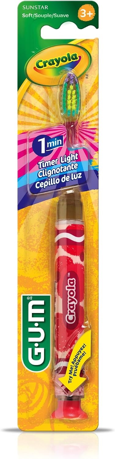 image:imageGUM Crayola Timer Light Kids Soft Toothbrush Ages 3 1 Count1 Count Pack of 4