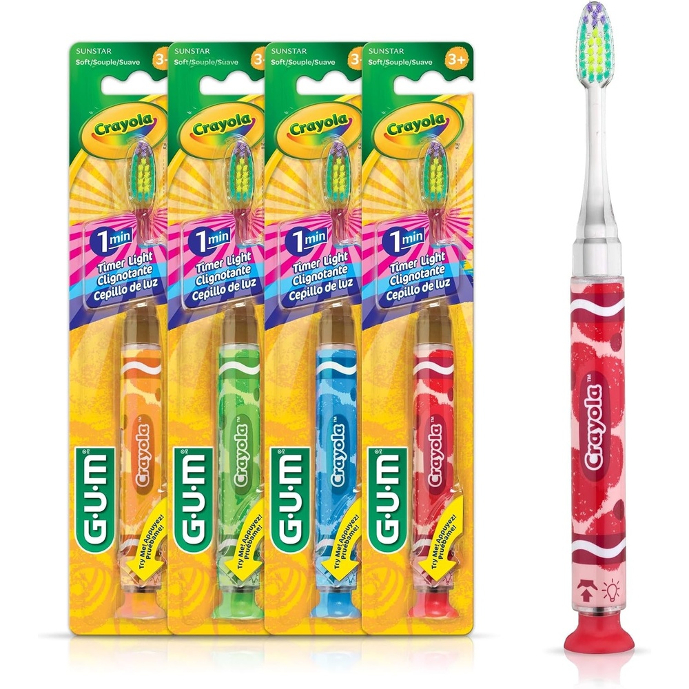 image:imageGUM Crayola Timer Light Kids Soft Toothbrush Ages 3 1 Count1 Count Pack of 4