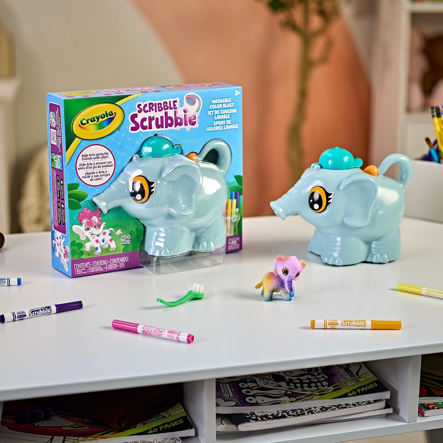 image:imageCrayola Scribble Scrubbies Color Blast Jumbo Elephant Toy Spray Art Kit
