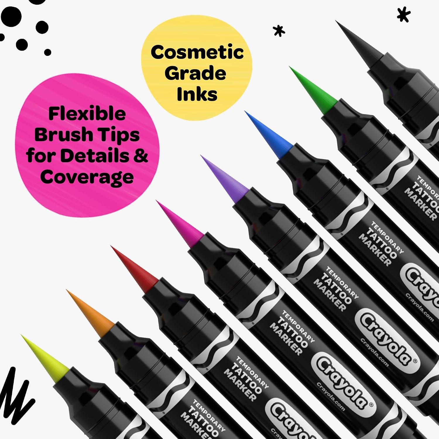 image:imageCrayola 8ct Temporary Tattoo Markers SkinSafe Ink Vibrant Colors Gifts for Children Teens and Adults Made in the USA 1 Pack1 Count Pack of 8