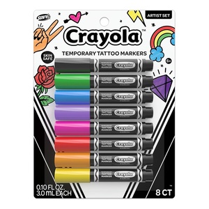 Crayola 8ct Temporary Tattoo Markers: Skin-Safe Ink, Vibrant Colors, Gifts for Children, Teens and Adults, Made in the USA [1 Pack](1 Count (Pack of 8))